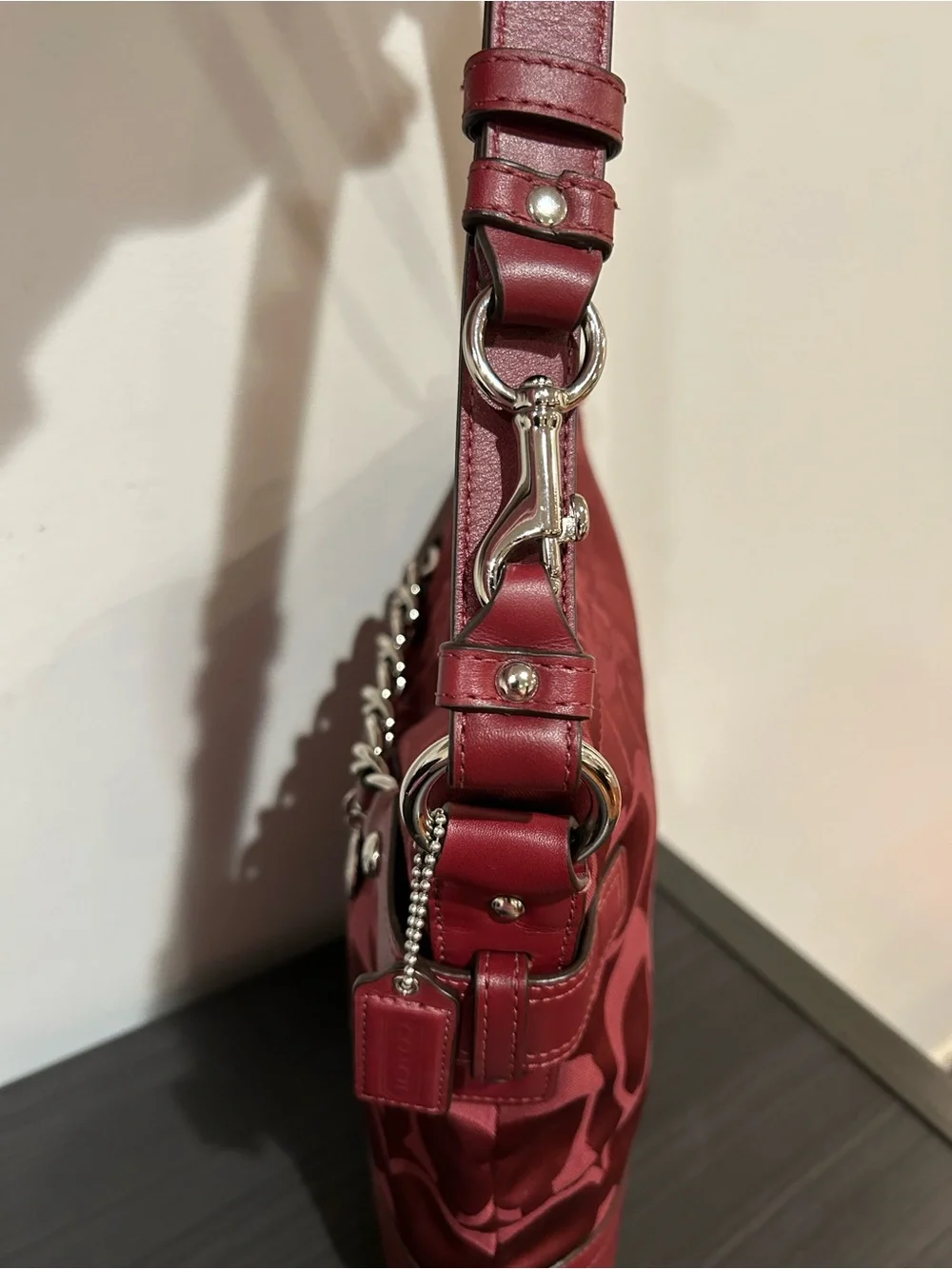 Coach Signature Sateen Chain Convertible Duffle/Shoulder Bag (Style F18862)